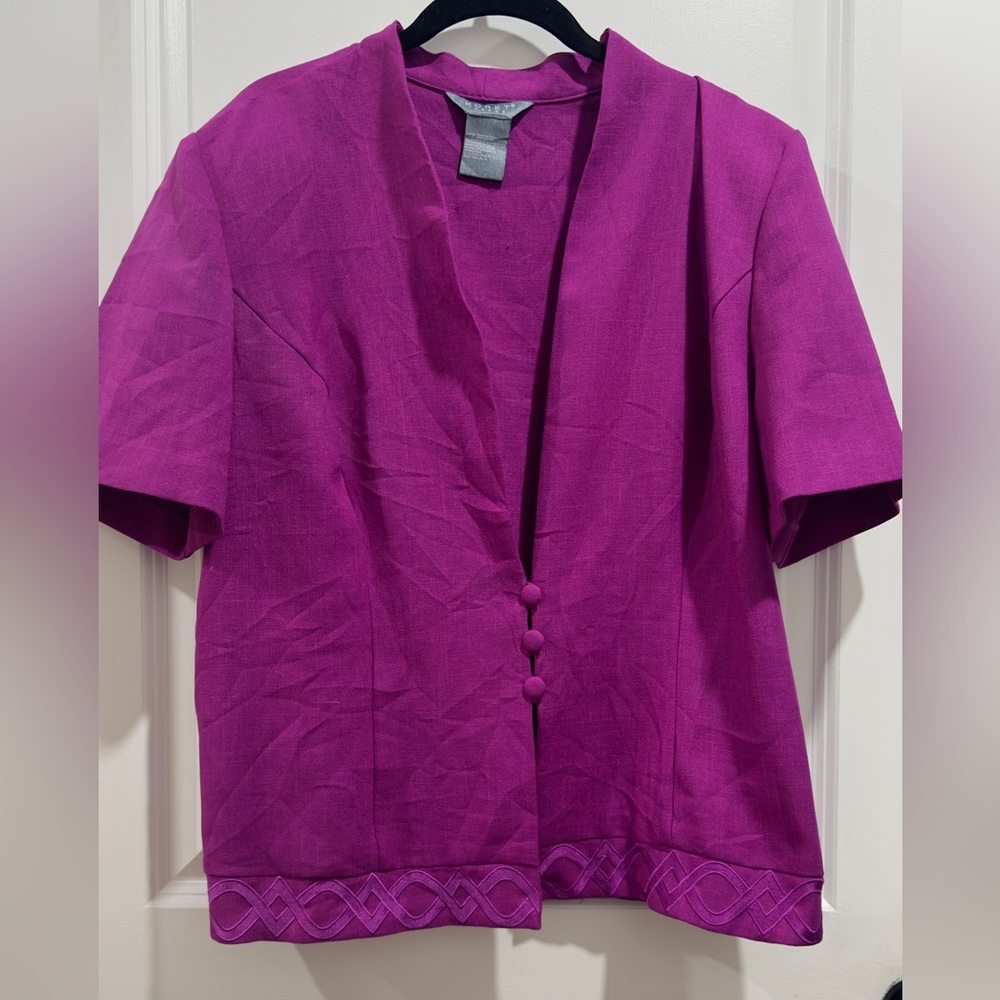 Koret 90s/ Y2k Dark Magenta Blouse/ Short Dress Coat- Colorful/Stylish/Dressy